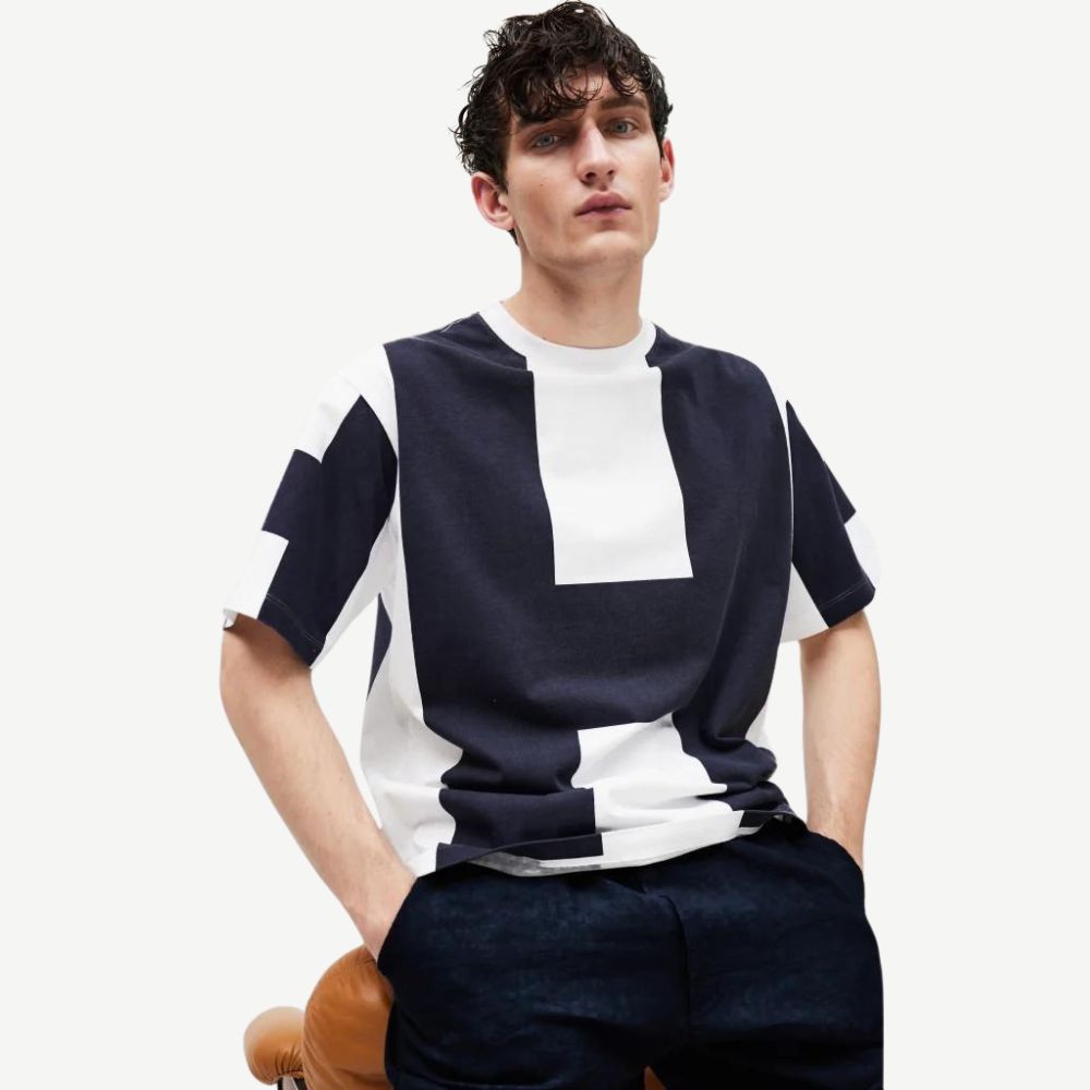 Billy T-shirt - White with Navy