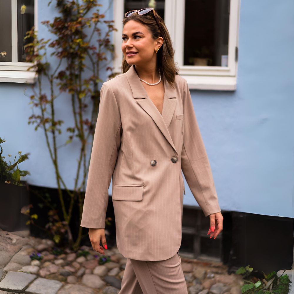 Annali camel stripe blazer